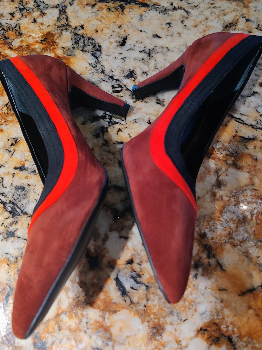 Logo by Lori Goldstein Suede Pumps in Burgundy with Red Accent size 7.5